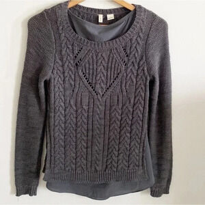 Anthropologie moth gray long sleeve cable knit sweater